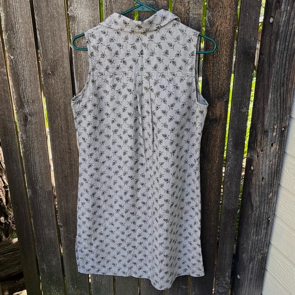 Valerie Stevens Pure Linen Floral Sleeveless Partial Button Dress Beige Sz M - Picture 2 of 15